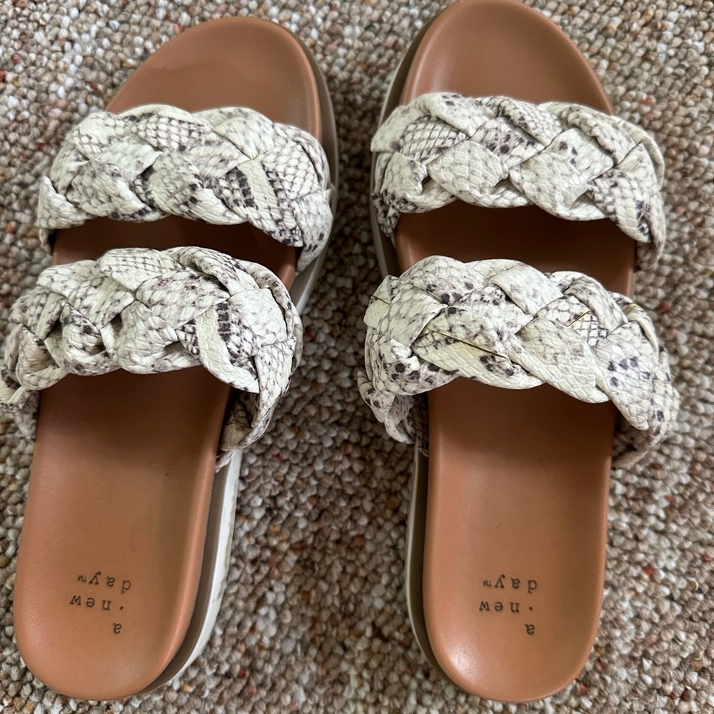 A New Day Cream and Brown Sandals Modern Minimalist Design